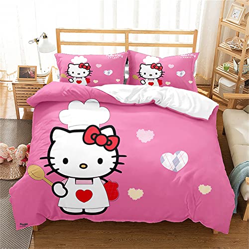 Ste-X Hello Kitty Bettwäsche-Sets ? Bettbezüge Aus 100% Gewaschener Baumwolle, Atmungsaktiv, Langlebig, Weich ? Hotelqualität Mit Reißverschluss (135x200cm,HK03) von Ste-X