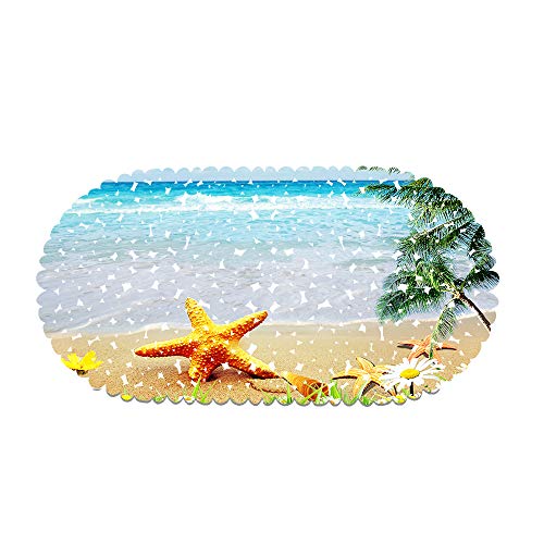 rutschfeste Badematte - PVC-Badewannenmatte Duschteppich Mit Leistungsstarken Saugnäpfen Massagefunktion Strand Pur Seestern 70x35cm (Style 04) von Ste-X