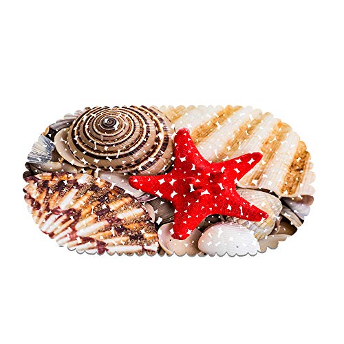 rutschfeste Badematte - PVC-Badewannenmatte Duschteppich Mit Leistungsstarken Saugnäpfen Massagefunktion Strand Pur Seestern 70x35cm (Style 09) von Ste-X