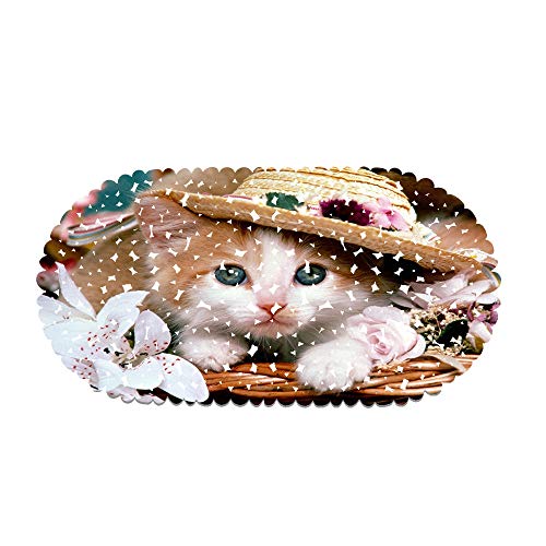 rutschfeste Badematte - PVC-Badewannenmatte Duschteppich Mit Leistungsstarken Saugnäpfen Massagefunktion Süße Katze 70x35cm (Style 04) von Ste-X