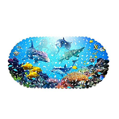 rutschfeste Badewanne Duschmatte PVC rutschfeste Blauer Ozean Delphin Badewanne Matte Für Badezimmer 70 X 35 cm Mit Starken Saugnäpfen (Style 07) von Ste-X