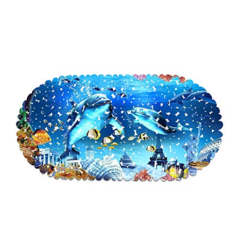 rutschfeste Badewanne Duschmatte PVC rutschfeste Blauer Ozean Delphin Badewanne Matte Für Badezimmer 70 X 35 cm Mit Starken Saugnäpfen (Style 10) von Ste-X