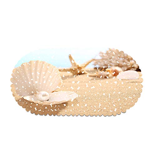 rutschfeste Badewanne Duschmatte PVC rutschfeste Strand Seestern Und Muscheln Badewanne Matte Für Badezimmer 70 X 35 cm Mit Starken Saugnäpfen (Style 04) von Ste-X