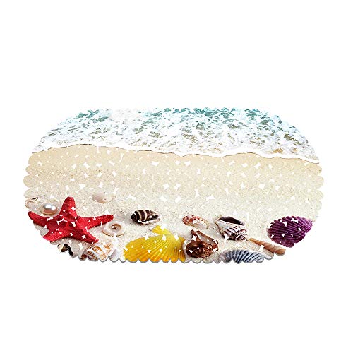 rutschfeste Badewanne Duschmatte PVC rutschfeste Strand Seestern Und Muscheln Badewanne Matte Für Badezimmer 70 X 35 cm Mit Starken Saugnäpfen (Style 13) von Ste-X