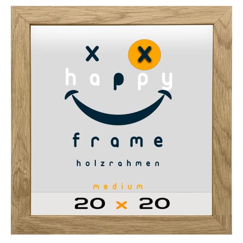 SteTas Bilderrahmen 20x20 cm Eiche/Natur | Happy Frame M | Acrylglas | Holzrahmen in Eiche/Natur made in Germany von SteTas