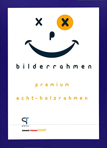 SteTas Bilderrahmen 21x29,7 cm | DIN A4 | in Blau | Happy Frame Confetti | Acrylglas | Holzrahmen | Made in Germany von SteTas