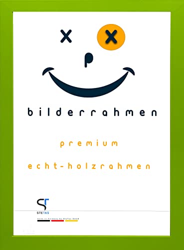 SteTas Bilderrahmen 21x29,7 cm | DIN A4 | in Grün (hell) | Happy Frame Confetti | Acrylglas | Holzrahmen | Made in Germany von SteTas