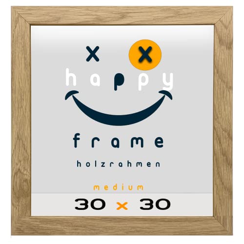SteTas Bilderrahmen 30x30 cm Eiche/Natur | Happy Frame M | Acrylglas | Holzrahmen in Eiche/Natur made in Germany von SteTas