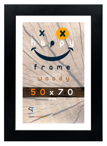 SteTas Bilderrahmen 50x70 cm Schwarz | Happy Frame WOODY | Acrylglas | Holzrahmen in Schwarz made in Germany von SteTas