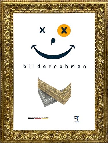 SteTas Bilderrahmen Barock | Gold mit Ornament/Verzierung | 70 x 80 cm | Happy Frame Barock | Acrylglas | Fotorahmen | Kunststoffrahmen | Made in Germany von SteTas