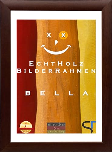 SteTas Bilderrahmen Bella | Dunkelbraun/Holzmaserung | 20 x 20 cm | Happy Frame | Acrylglas | Holzrahmen | Fotorahmen | Posterrahmen von SteTas