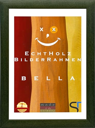 SteTas Bilderrahmen Bella | Grün/Holzmaserung | 50 x 50 cm | Happy Frame | Acrylglas | Holzrahmen | Fotorahmen | Posterrahmen von SteTas