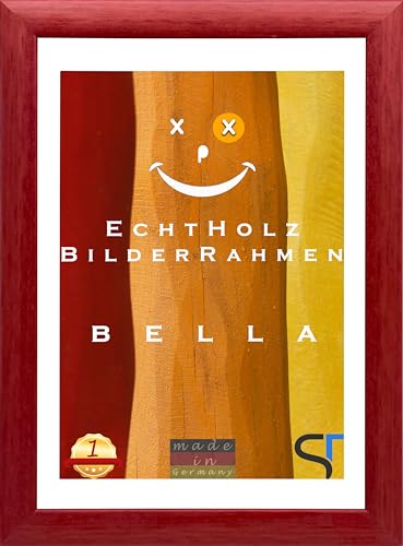 SteTas Bilderrahmen Bella | Rot/Holzmaserung | 20 x 25 cm | Happy Frame | Acrylglas | Holzrahmen | Fotorahmen | Posterrahmen von SteTas