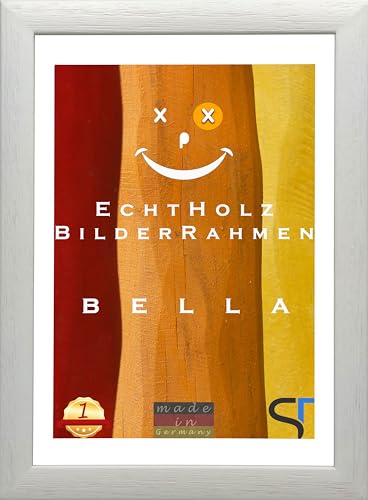 SteTas Bilderrahmen Bella | Weiß mit Holzstruktur | 40 x 40 cm | Happy Frame | Acrylglas | Holzrahmen | Fotorahmen | Posterrahmen von SteTas