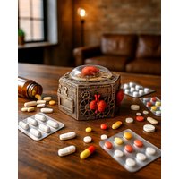 Exklusiver Steampunk-Medizinschrank, Erste-Hilfe-Schrank, Apothekerbox, Erste-Hilfe-Box, Apothekerschrank, Steampunk von SteaMax