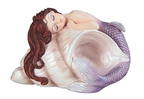 StealStreet Brunette Baby Meerjungfrau auf Conch Muschel Dekofigur Lila von StealStreet