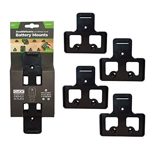 StealthMounts Akkuhalter für EGO | Kabellose Akkuhalterung für EGO Elektrowerkzeuge | 4er Pack | Schwarz Akku-Organizer für EGO von StealthMounts