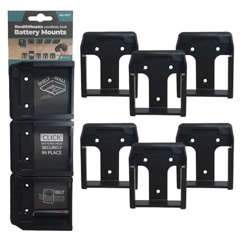 StealthMounts Akkuhalter für Makita 40v | Kabellose Akkuhalterung für Makita 40v Elektrowerkzeuge | 6er Pack | Schwarz Akku-Organizer für Makita 40v von StealthMounts