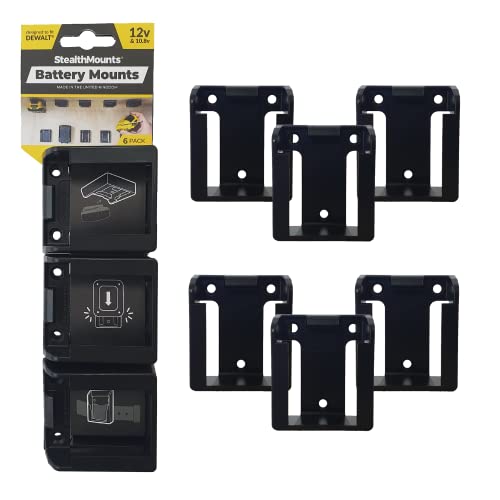 StealthMounts Akkuhalter für Schwarz Dewalt 12v | Kabellose Akkuhalterung für Dewalt 12v Elektrowerkzeuge | 6er Pack | Rote Akku-Organizer für Dewalt 12v von StealthMounts