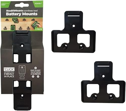 StealthMounts Batteriehalter kompatibel mit EGO 56V (2er-Pack) – schwarze Batteriehalterungen für EGO | Halterung für EGO 56V | Hergestellt in Großbritannien von StealthMounts