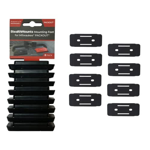 StealthMounts Montagefüße für Milwaukee Packout System (Schwarz) | Robuste Befestigung für Werkzeugkoffer | Sichere und stabile Montage | Kompatibel mit dem Milwaukee Packout System - 8er Pack von StealthMounts