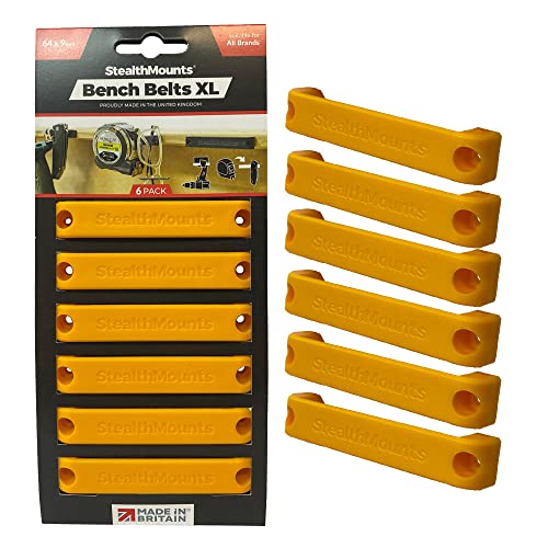 StealthMounts Bench Belt XL - Universal Werkzeughalter für Werkbänke | Bench Belt XL Set | Perfekter Werkzeugaufhänger für Elektrowerkzeuge, Maßbänder und Gürtelclips (6er Pack) Gleb von StealthMounts