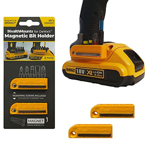 StealthMounts DeWalt XR und FlexVolt gelber magnetischer Bithalter | Bohrer-Organizer | perfekt für DeWalt Bohrer und Schläge (2 Stück) von StealthMounts