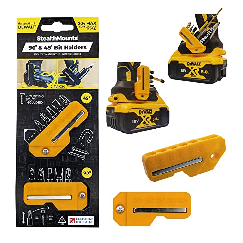StealthMounts Dewalt 45° & 90° Gleb Magnetischer Bit-Halter | Bit Organizer für Bohrer | Idealer Bit-Halter für Dewalt -Bohrer und -Schlagschrauber (2er Pack) von StealthMounts