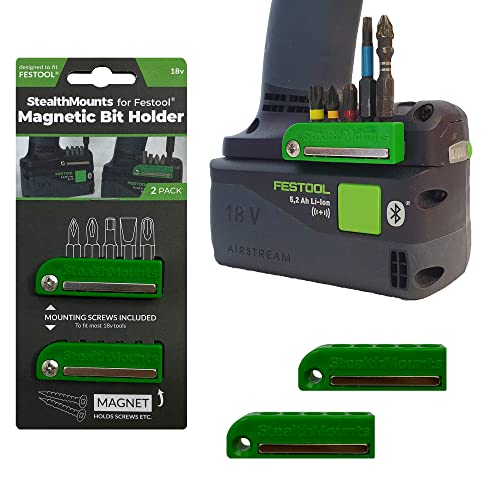 StealthMounts Grün Festool 18v magnetischer Bit-Halter | Bit Organizer für Bohrer | Idealer Bit-Halter für Festool 18v-Bohrer und -Schlagschrauber (2er Pack) von StealthMounts