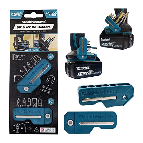 StealthMounts Makita 45° & 90° Blau Magnetischer Bit-Halter | Bit Organizer für Bohrer | Idealer Bit-Halter für Makita -Bohrer und -Schlagschrauber (2er Pack) von StealthMounts