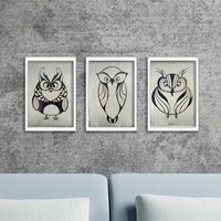 Eulen Wall Art. Set Von 3. Luxus Hohe Qualität Graviert Und Hand Bemalt Auf Aluminium Metall. Gerahmt. 20x30cm Eulen Wall Art. Set Von 3. Luxus Hohe Qualität Graviert Und Hand Bemalt Auf Aluminium Metall. Gerahmt. 20x30cm von SteamEscape