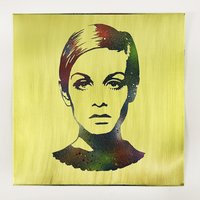 Twiggy Kunstwerk. Pop Wandkunst. Luxus Hohe Qualität Von Hand Graviert Auf Kupfer Aluminium Messing Metall. Gerahmt. 30x30cm Oder 50x50cm Tolles von SteamEscape