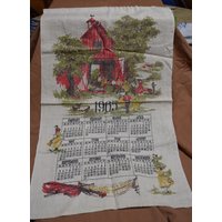 Vintage Kalender Handtuch/Wandbehang - 1965 Barn Dance Scene Das Original Von Stevens Made in Usa von SteamRollerVintage