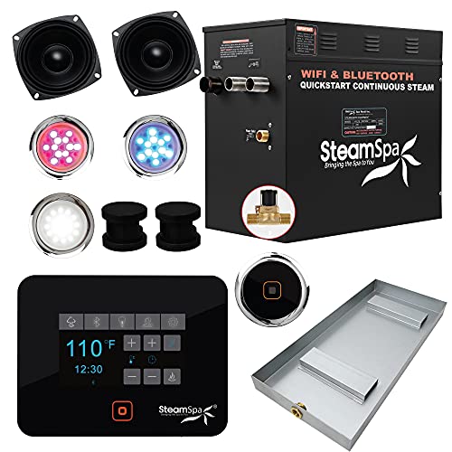 Dampfbrause-Generator-System, mattschwarzer Duschkopf + Selbstentleer-Kombination, Gehäuse-Dampfgarer, Sauna-Spa-Stand-Paket, Touchscreen, WiFi-App/Bluetooth-Bedienfeld von SteamSpa
