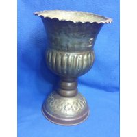 Antik Silber Platte Kupfer Repousse Topf von SteanFinds