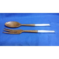 Handgemachte Sterling Silber Und Holz Servier Löffel Gabel von SteanFinds