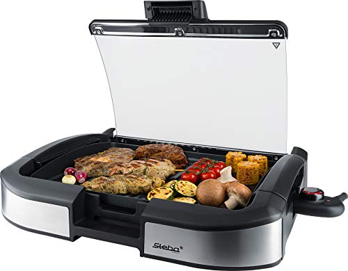 Steba Elektro BBQ Tischgrill VG 195, Hochwertige antihaftbeschichtete Grillplatte, stufenlose Temperaturregelung, Low-Fat: Bratfl?ssigkeit l?uft in eine Auffangschale, 2 m Anschlusskabel, 2200 W von Steba