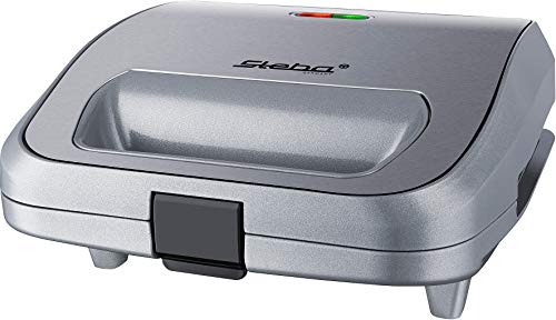 Steba 18-64-00 SG 65 Sandwichmaker | 3er Set antihaftbeschichtete Platten sind auf Knopfdruck leicht herausnehmbar | 750 W | Grau/Edelstahl, Kunststoff von Steba