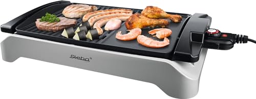 Steba BBQ Tischgrill, große Grillfläche 43 x 30,5 cm, Low-Fat, Alu-Druckguss-Grillplatte mit Grillmuster für Steaks oder Fisch und glattem Bereich für Würste, Meeresfrüchte, VG 101 von Steba