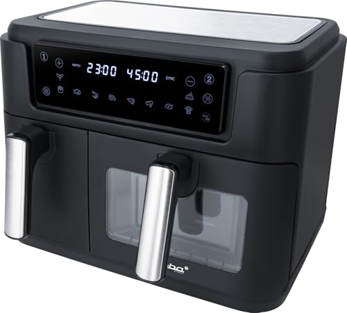 Steba Doppel-Heißluftfritteuse, DUO-Kochzone mit insgesamt 9,5 l Volumen, großer Frittierkorb mit 6 l und kleiner Korb mit 3,5 l, 10 Automatikprogramme, HF 9500 von Steba