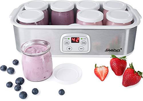 Steba Joghurt-Maker für leckeren selbst hergestellten Joghurt in perfekter Konsistenz; 8 Glas-Joghurtbecher mit Deckel à 180 ml; 1,4 Liter Gesamtvolumen; Temperatur einstellbar 20-55 °C, JM 3 von Steba