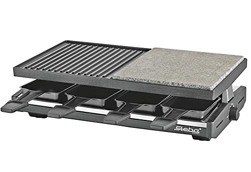 Steba RC 58 Multi-Raclette | hochwertige Natursteingrillplatte zum fettarmen Grillen | Antihaftbeschichtete Grillplatte aus Alu-Druckguss | 8 antihaftbeschichtete Pf?nnchen f?r leichte Reinigung von Steba