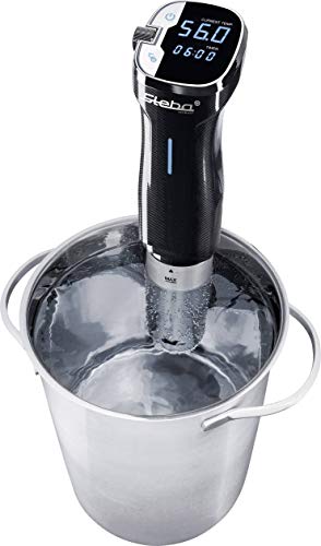 Steba Sous-Vide Garer, Edelstahl-Gehäuse, Wasserdicht nach IPX 7, Erwärmt 20 Liter in ca. 45 Min auf 56°C, Beleuchtetes LCD- Display, 800 Watt, SV 50 von Steba