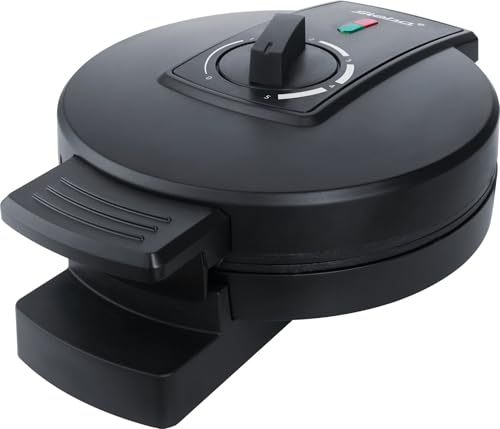 Steba XL-Waffel mit 18,5 cm Durchmesser, Waffeleisen für 5 Herzwaffeln, fettarmes Backen durch Antihaftbeschichtung, stufenlose Temperaturreglung, PFAS-frei, WE 3 XL, Schwarz von Steba