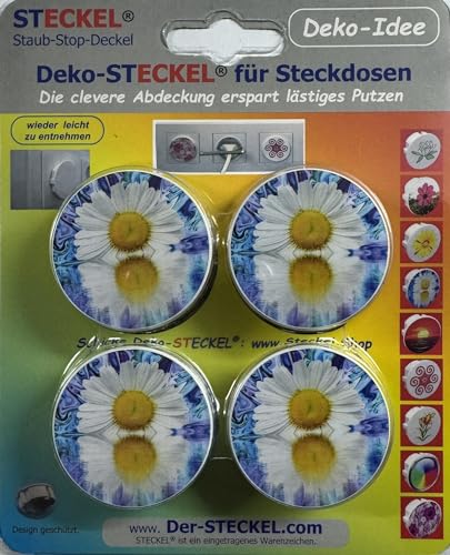 Steckel Deko DS-111 dekorative Steckdosen Abdeckung Staubschutz Deckel Steckdosendeckel Abdeckung für saubere Schuko-Steckdosen Leisten Mehrfachsteckdosen Spritzschutz Design (Margerite) von Steckel