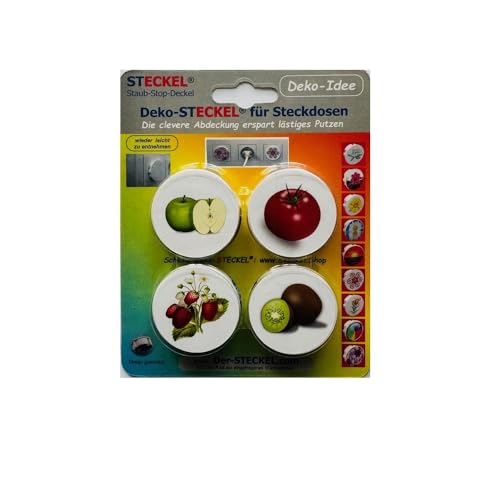 Deko-STECKEL® DS-111 dekorative Steckdosen Abdeckung Staubschutz Deckel Steckdosendeckel Abdeckung für saubere Schuko-Steckdosen Leisten Mehrfachsteckdosen Spritzschutz Design (4, DS-466 Obst&Gemüse) von Steckel