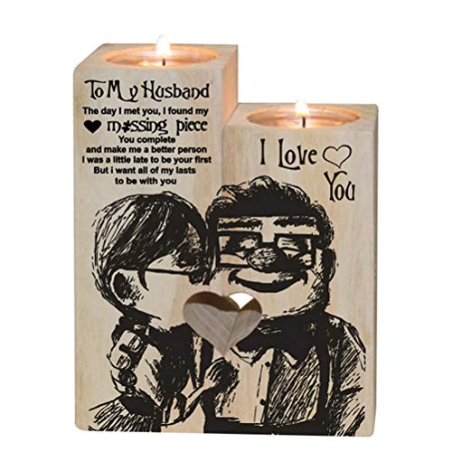 Stecto Family To Family Kerzenhalter Romantische Teelicht-Kerzenhalter mit Kerzengeschenk, Holz Kerzenhalter in Herzform Basteln Kerzenständer für Geburtstag Jahrestag von Stecto