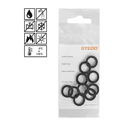 STEDO Gummi Dichtung, 12 x 18 x 2 mm (VE 10 Stück) - 933678 von Stedo