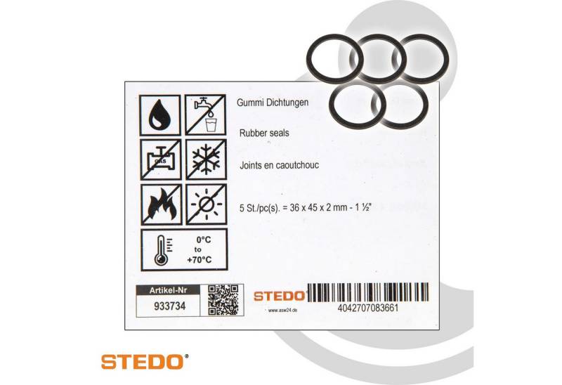 Stedo Dichtring Gummi Dichtung, für Ablaufverschraubungen (VE 5 Stück) von Stedo
