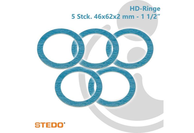 Stedo Gewindefitting HD Pressdichtung, für Rohrverschraubung im Heizungsbau, 46 x 62 x 2 mm (5 Stück) von Stedo